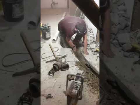 Repairing some cracked cast-iron underneath a basement floor. #HandsomeOrHandy #ShortsmasChallenge